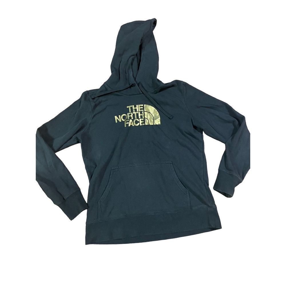 The North‎ Face black hoodie with gold graphic size medium